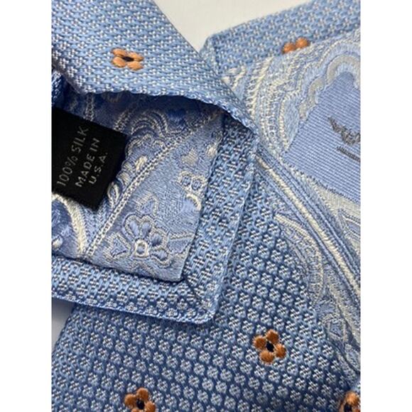 JOHN. W NORDSTROM Men's Light Blue/Orange Floral Silk Tie OS - Picture 9 of 9